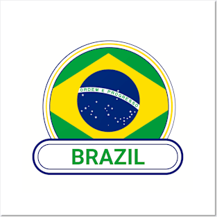 Brazil Country Badge - Brazil Flag Posters and Art